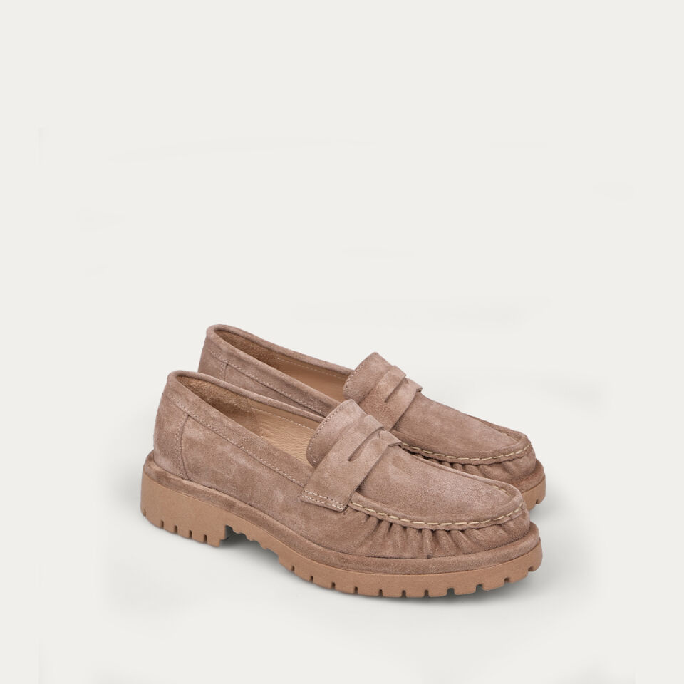 40265 Bej Süet Loafer Ayakkabı