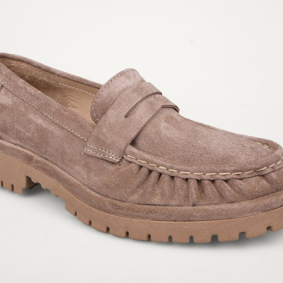 40265 Bej Süet Loafer Ayakkabı