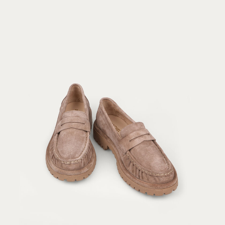 40265 Bej Süet Loafer Ayakkabı
