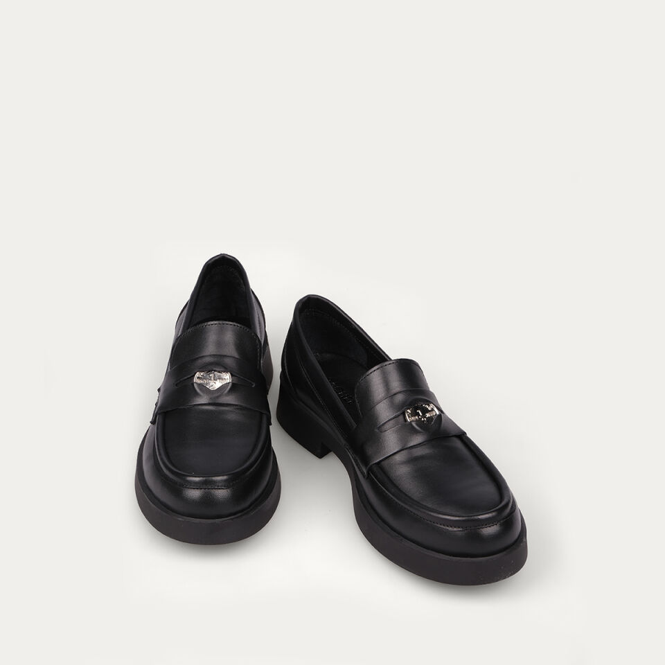 9372 Siyah Deri Loafer Ayakkabı