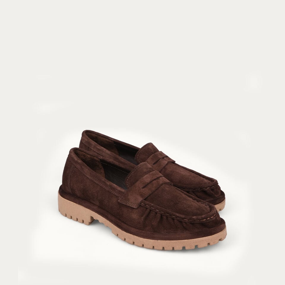 40265 Kahve Süet Loafer Ayakkabı